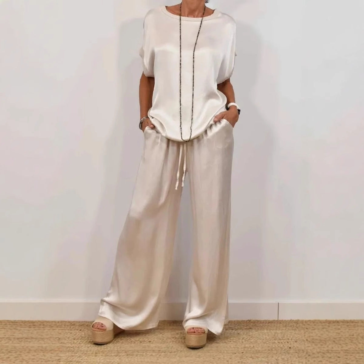 Trend Loose Shirt Wide Leg Casual Two Piece Sets