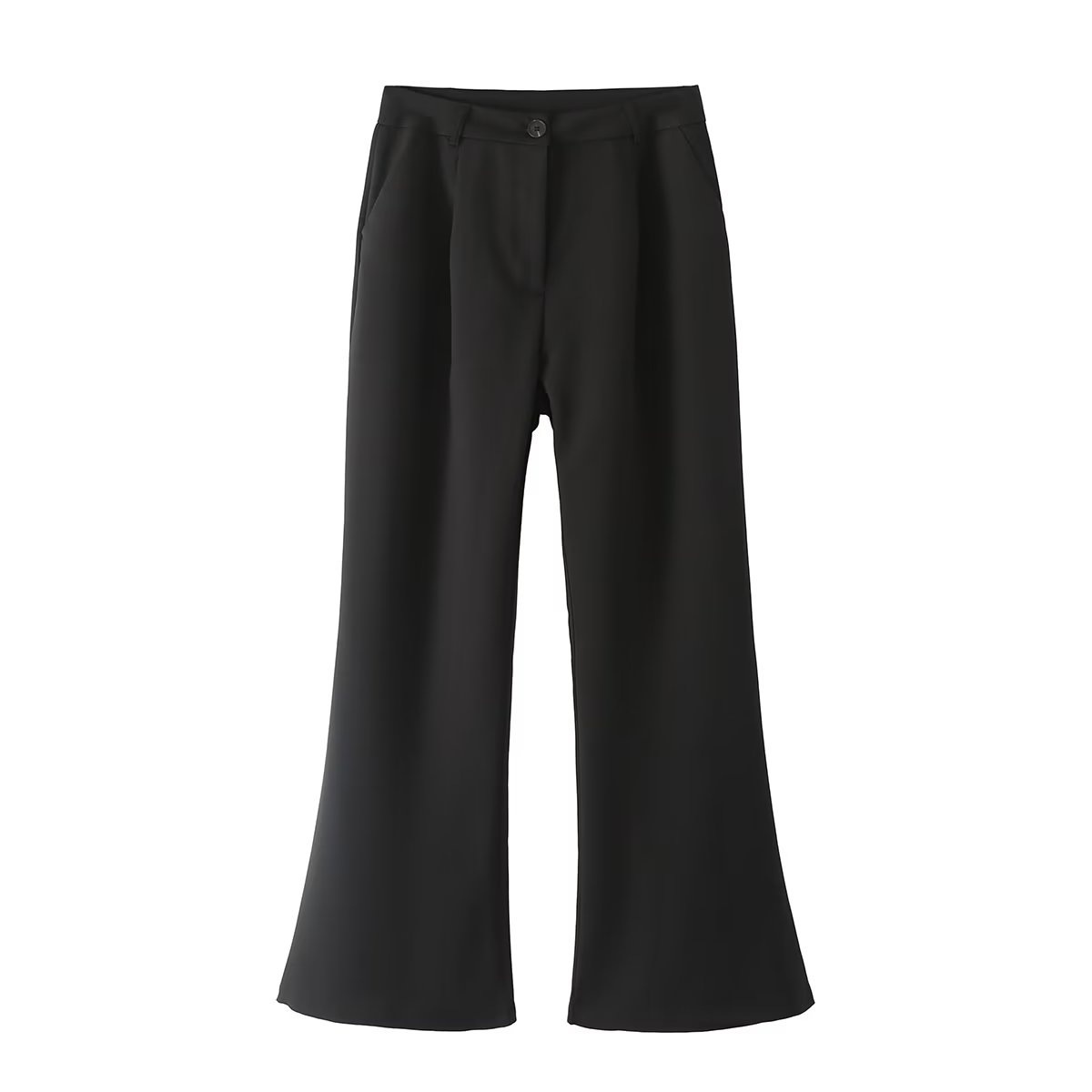 "High-Waist Slim Fit Black Waistcoat & Flared Trousers Set"