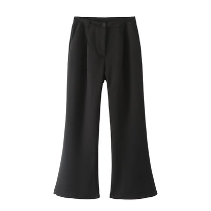 "High-Waist Slim Fit Black Waistcoat & Flared Trousers Set"
