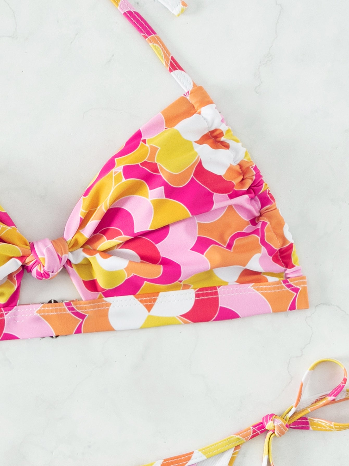 Sexy  Split Halterneck Printed Swimsuit