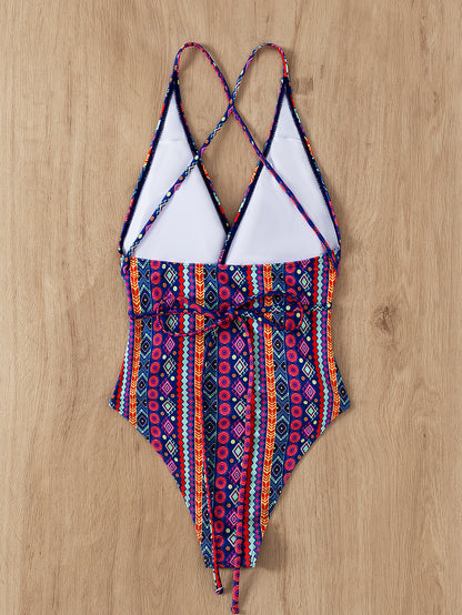 Bohemian  Deep V Plunge  Backless Swimsuit