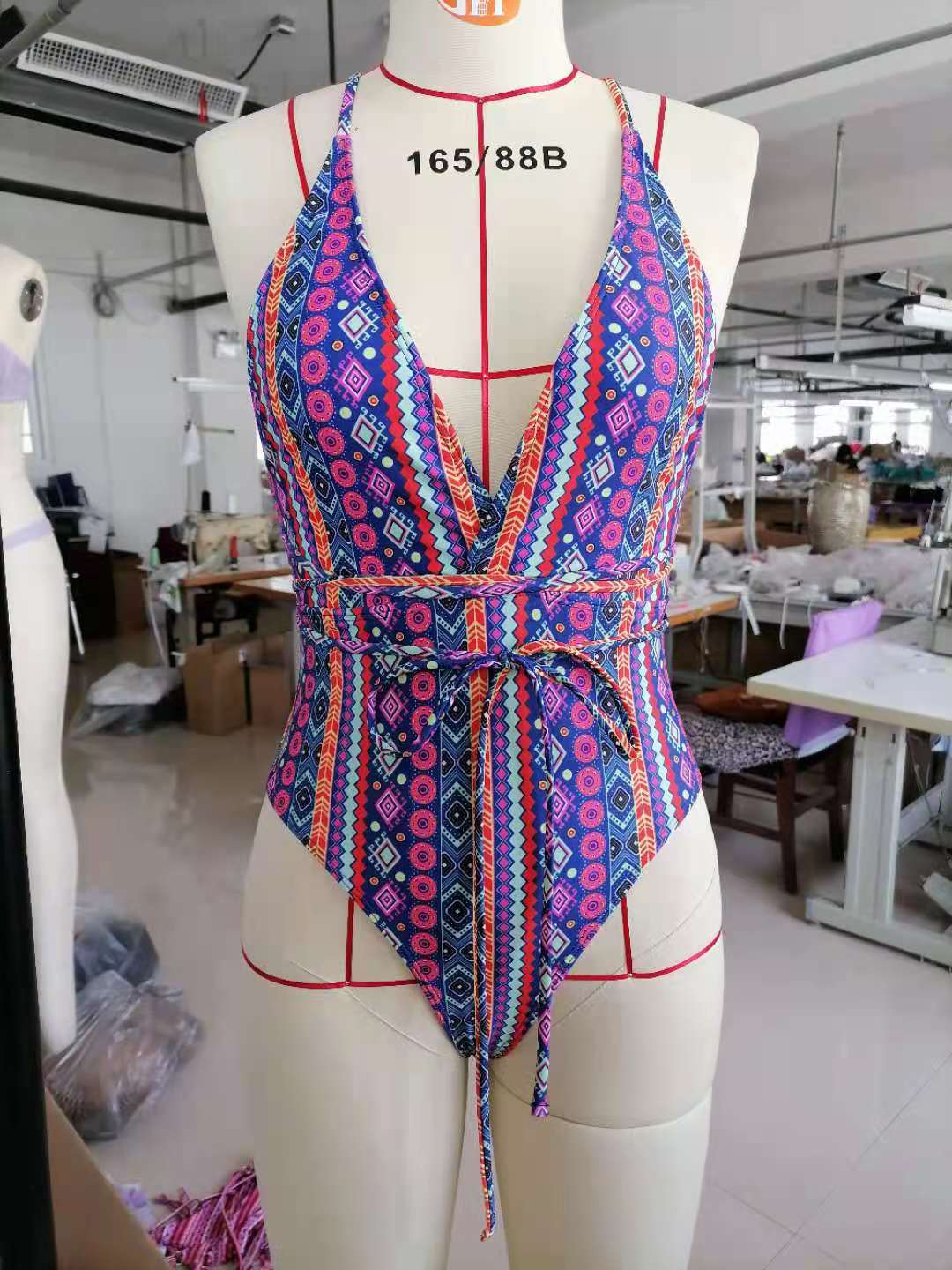 Bohemian  Deep V Plunge  Backless Swimsuit