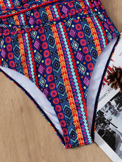 Bohemian  Deep V Plunge  Backless Swimsuit