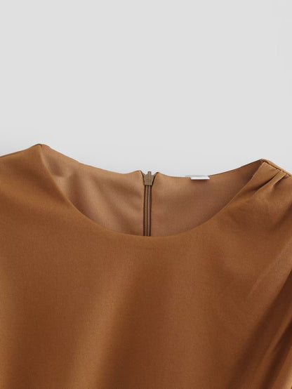 Round Neck Long Sleeved Slim Fit Short Pullover Top
