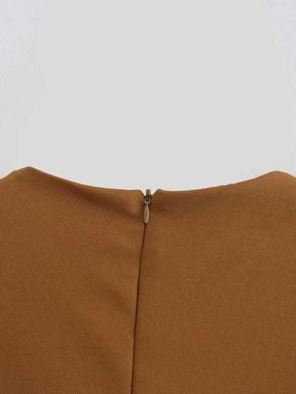 Round Neck Long Sleeved Slim Fit Short Pullover Top