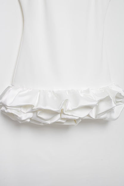 Women Solid Color Frilled Sleeveless Dress