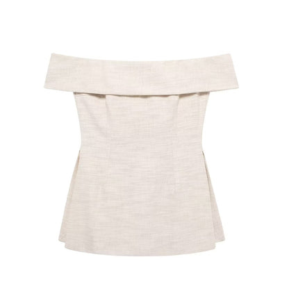 Women Wide Leg Pants  Side Slit Off Shoulder Top