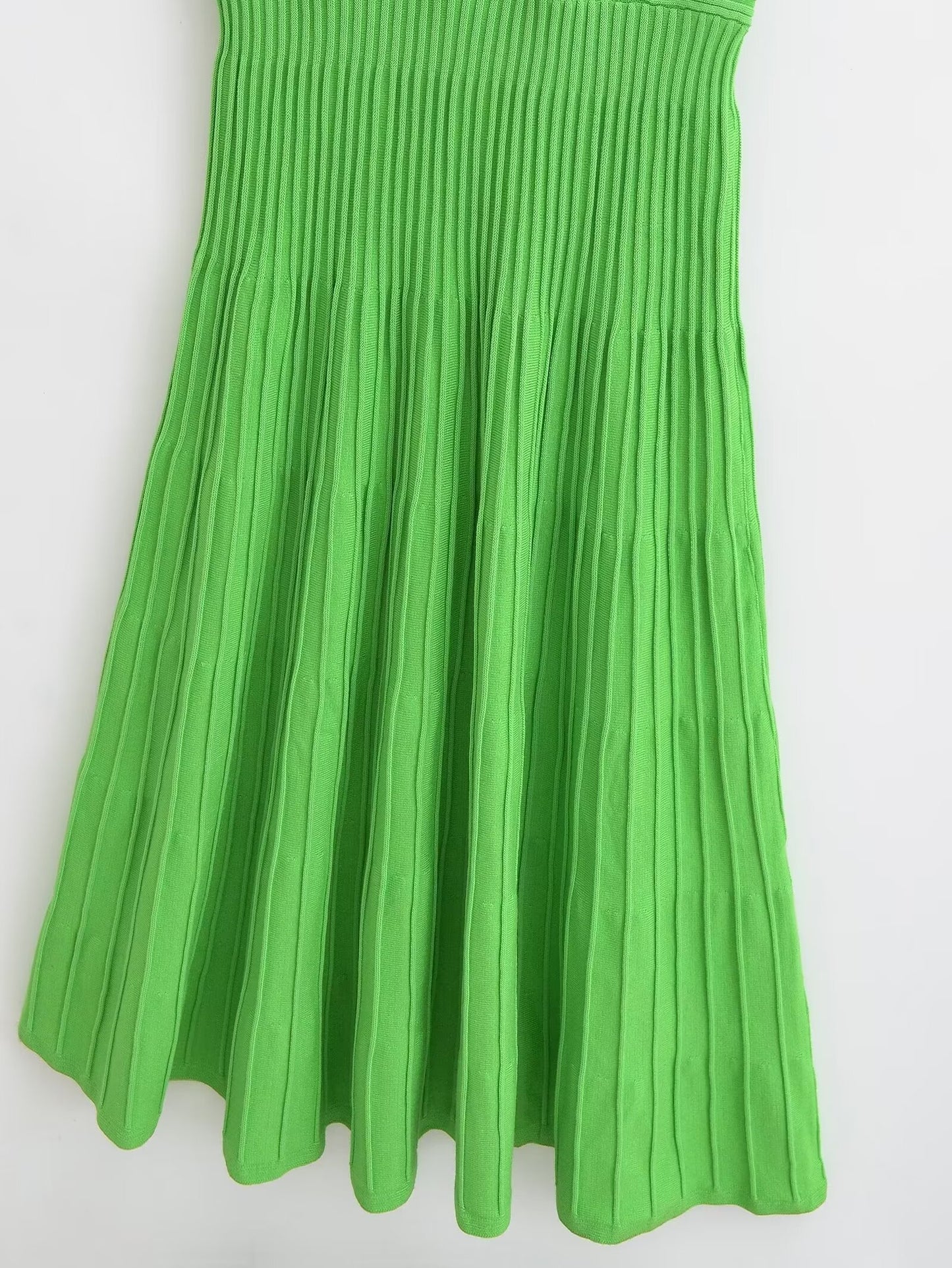 Knitted Tube Top Dress Green Sleeveless