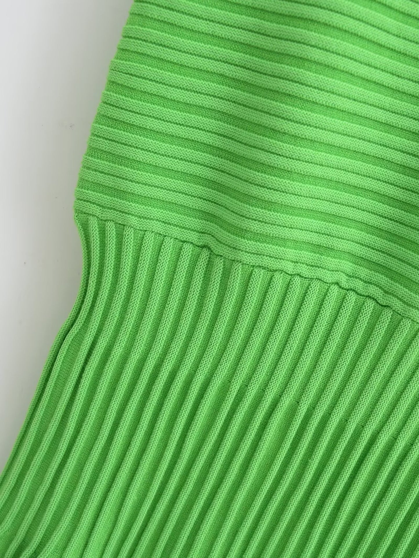 Knitted Tube Top Dress Green Sleeveless