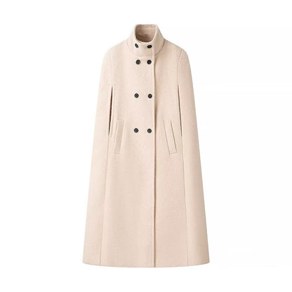 Casual Women's Sleeveless Solid Color Turtleneck Cloak Coat