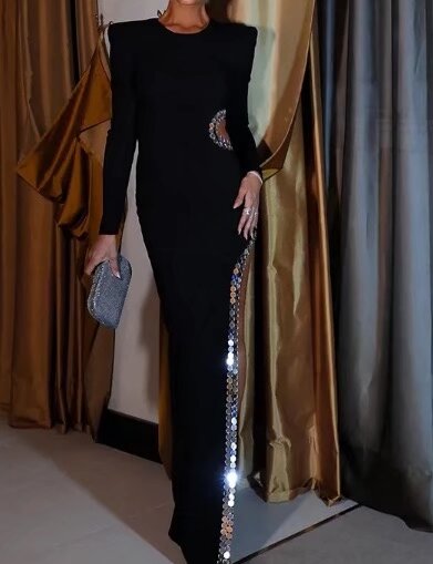 "Simple Sexy Cutout Slit Maxi Dress"