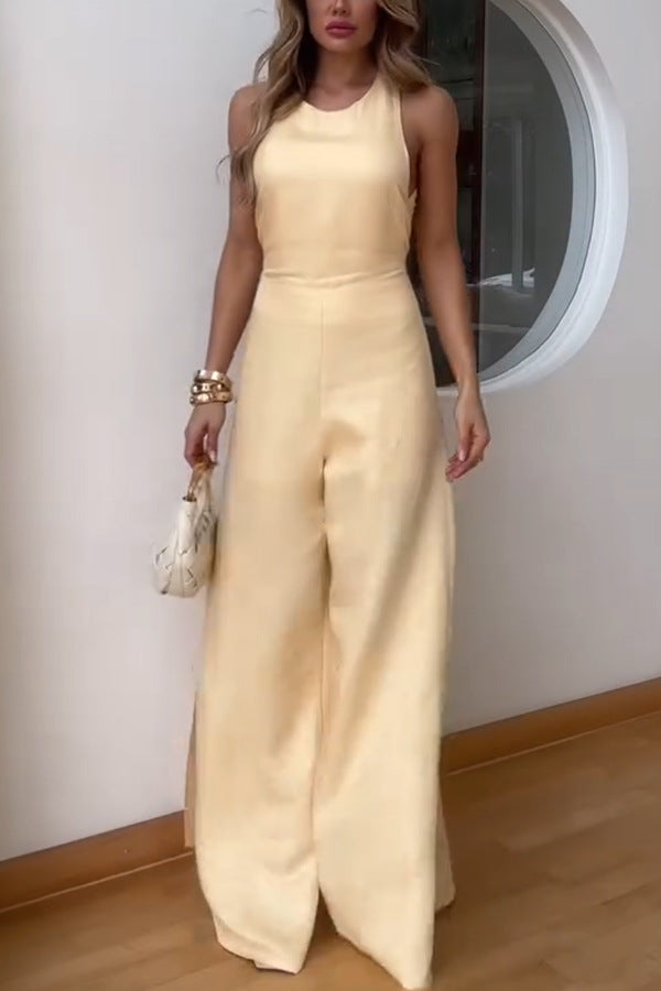 Solid Color Loose  Jumpsuit
