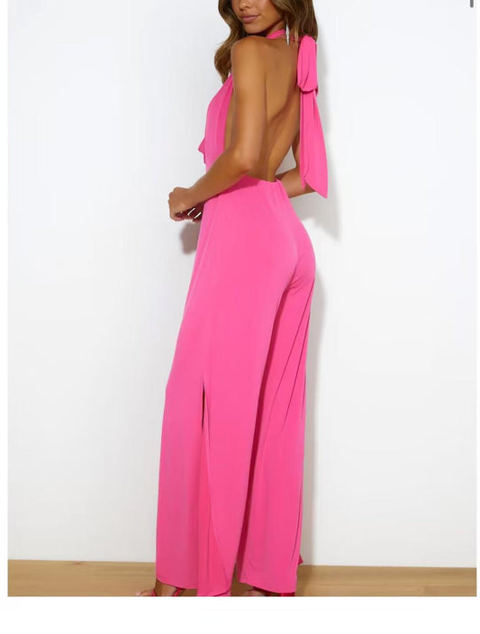 Summer Sexy  Halter Backless  Jumpsuit