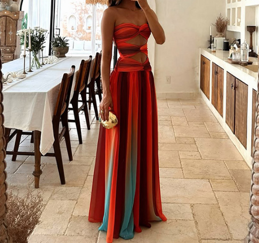 Tube Top Hollow  Cutout  Slim Fit Dress
