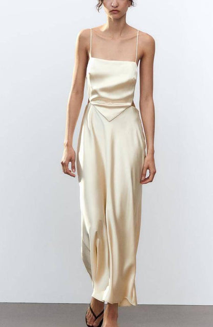 Scarf Silk Satin Texture Sling Dress
