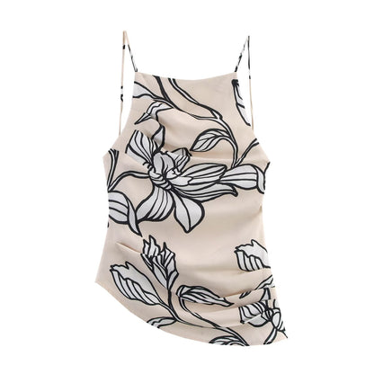 Fashionable Simple Linen Blended Backless Top