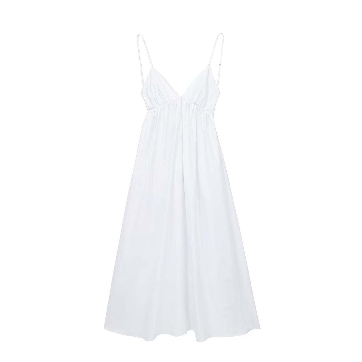 Backless V neck Brace Midi Dress