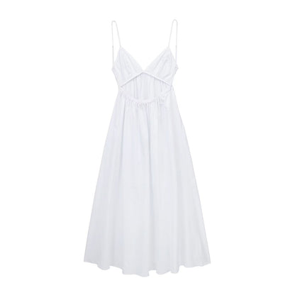 Backless V neck Brace Midi Dress