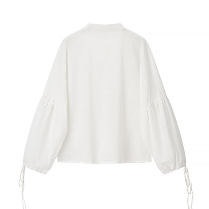 Casual Loose Lace Up Long Sleeve Linen Shirt