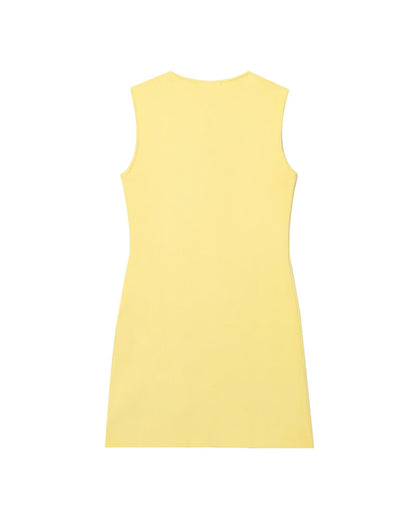 Summer round Neck Sleeveless  Row Button Knit Dress