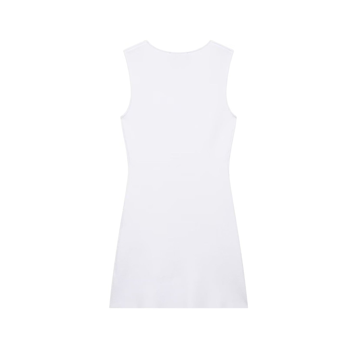 Summer round Neck Sleeveless  Row Button Knit Dress