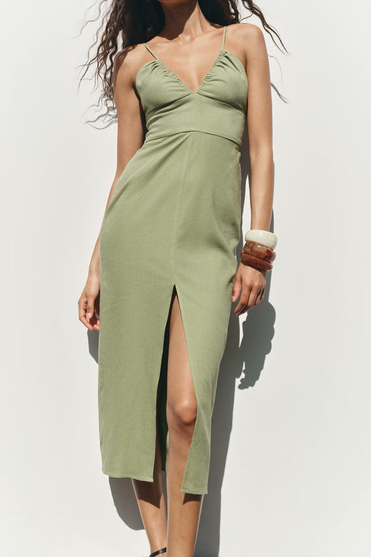 Green Slim fit cami dress