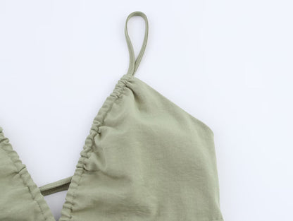 Solid Linen Midi Sling Dress