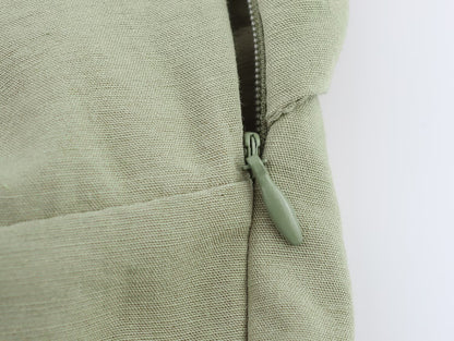 Solid Linen Midi Sling Dress