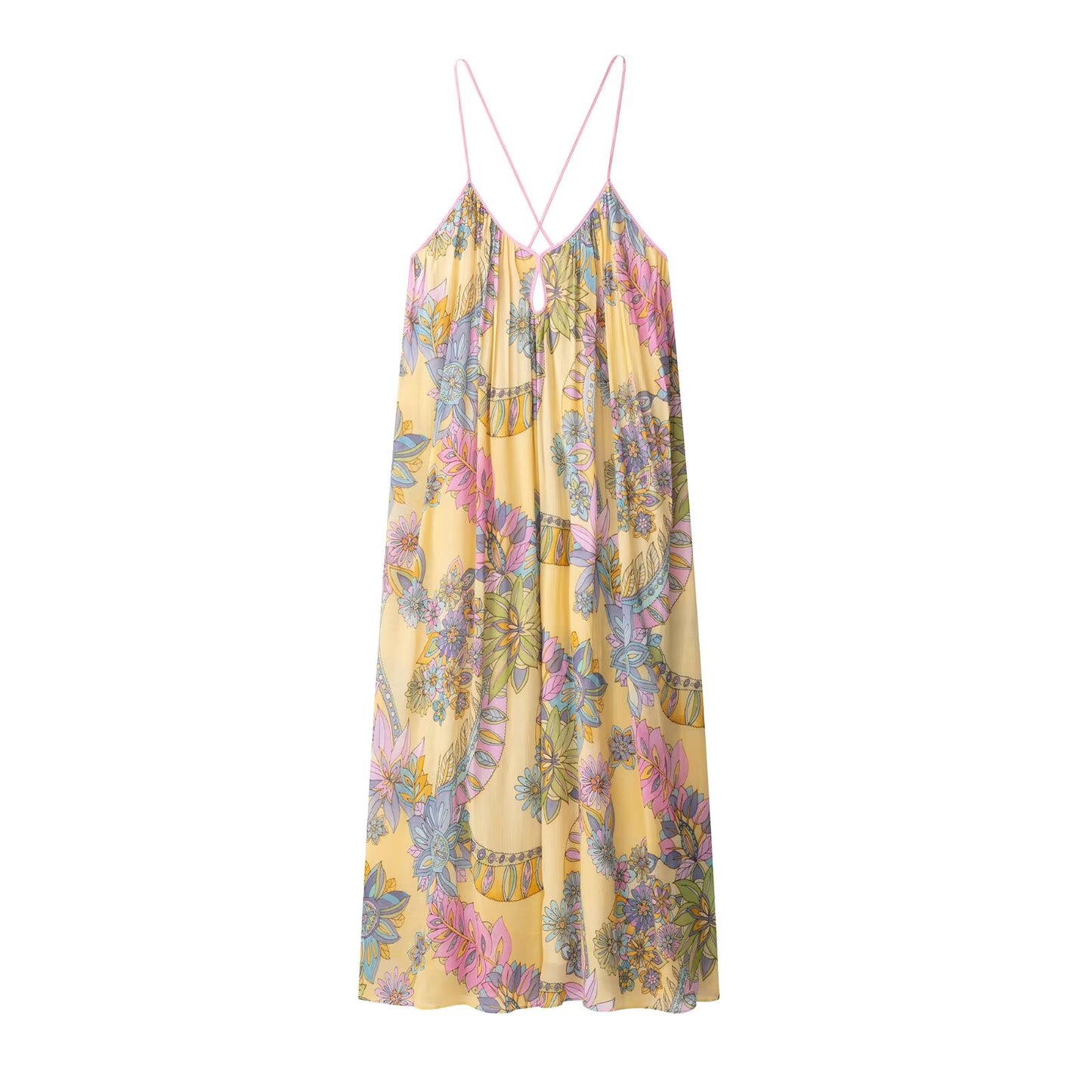 Multi "Backless floral boho maxi dress in polyester"
