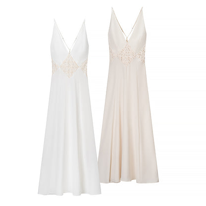 Open Back Deep V Plunge Sheer  Dress