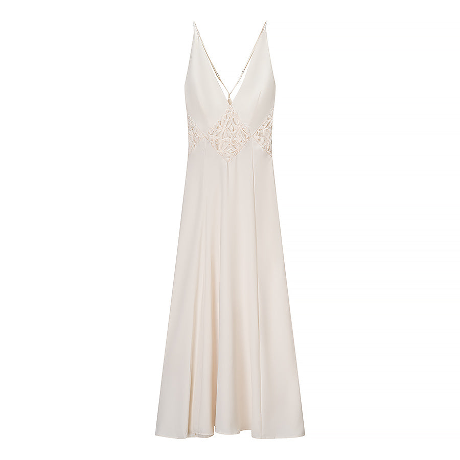Open Back Deep V Plunge Sheer  Dress