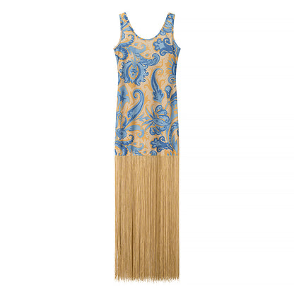 Printed polyester bodycon maxi dress for formal occasions