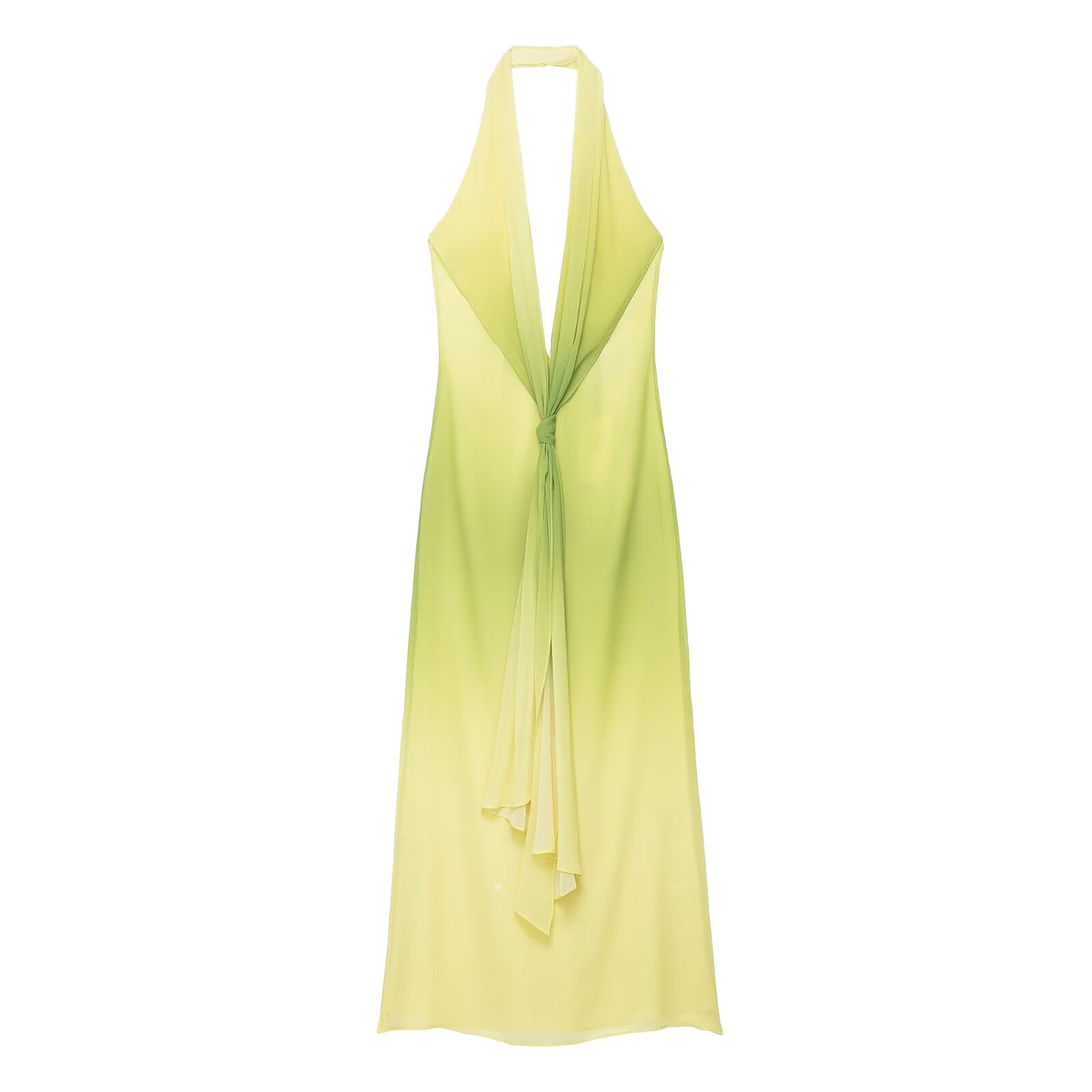 Green backless maxi dress