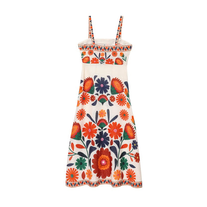 Summer boho style floral pattern maxi dress