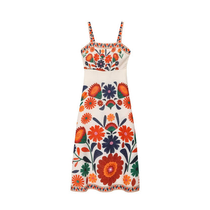 Multi colored Polyester A-line maxi dress with zipper detail