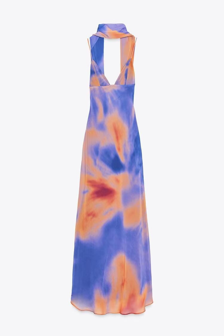 Blue Printing Sexy sleeveless A-line cami dress