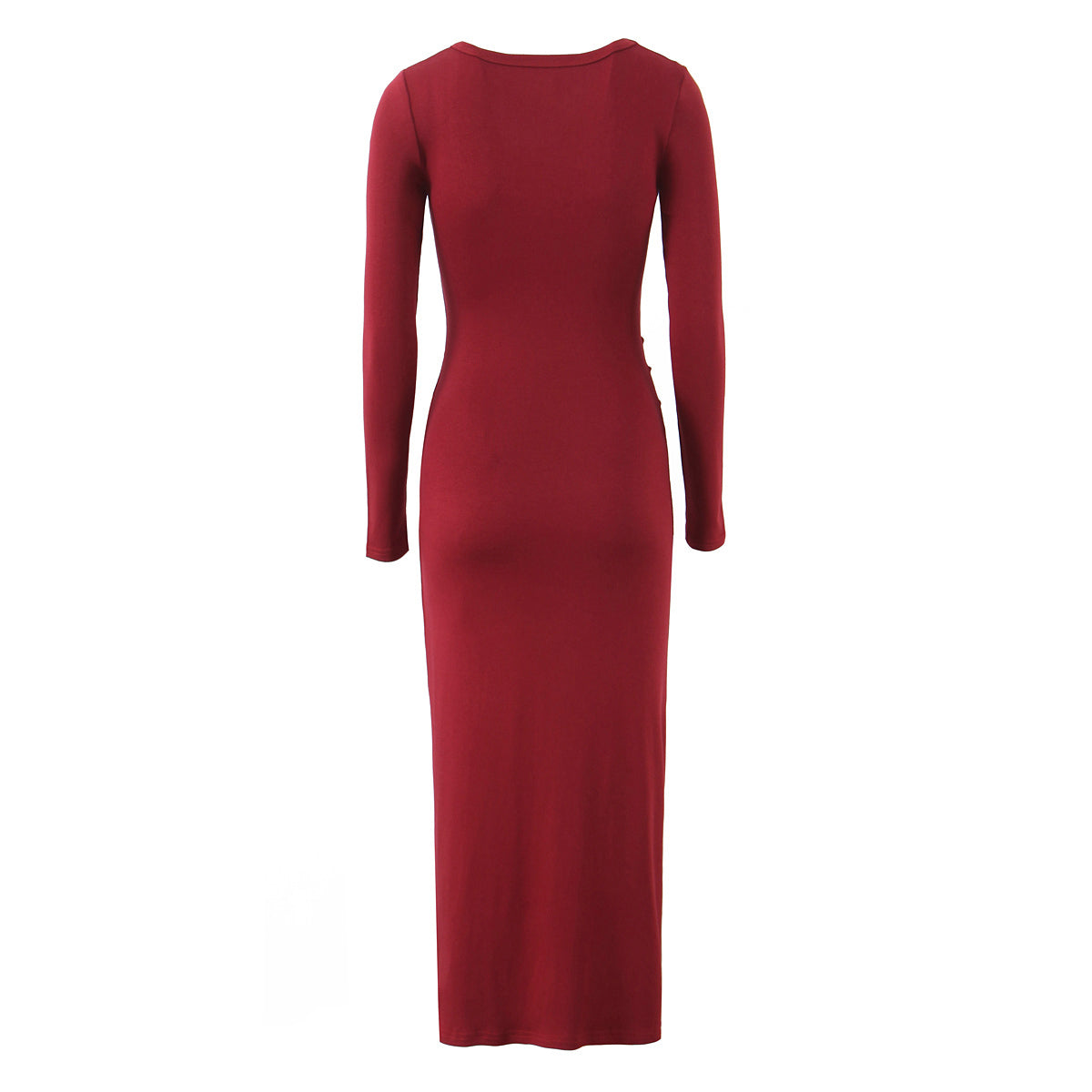 Round Neck Elegant Pleated Long Sleeve Knitted Dress