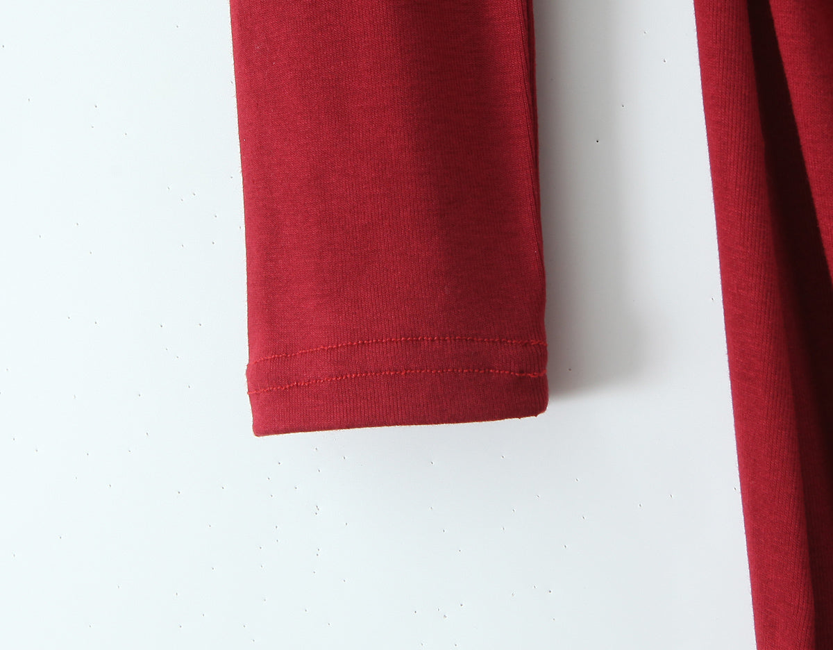 Round Neck Elegant Pleated Long Sleeve Knitted Dress