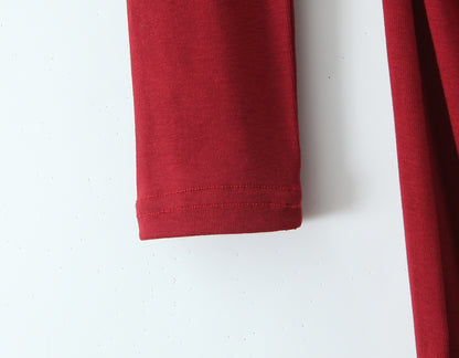 Round Neck Elegant Pleated Long Sleeve Knitted Dress