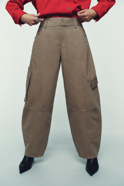 High Waist Pocket  Loose Wide Leg Balloon Pants