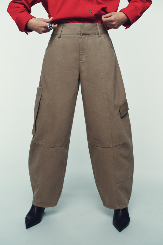 High Waist Pocket  Loose Wide Leg Balloon Pants