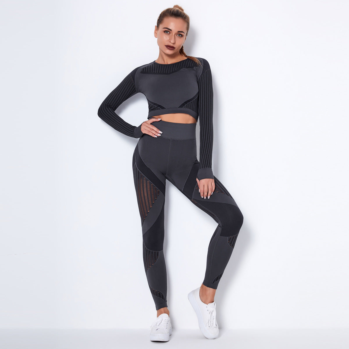 Long Sleeve Trousers Suit-Dark Gray