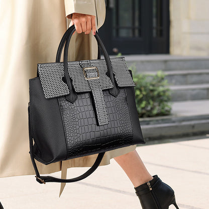 Large  Crocodile Pattern Bag with Buckle