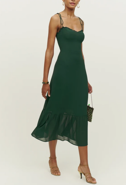 Spring Retro Waist-Controlled Large Swing Dress