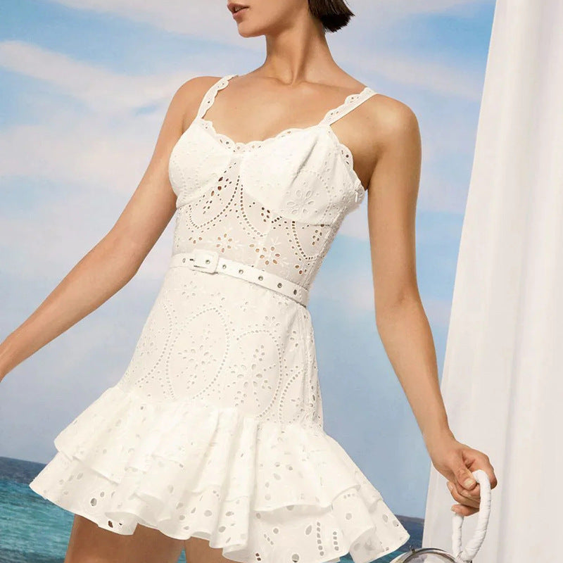 Spaghetti Strap Ruffle Dress