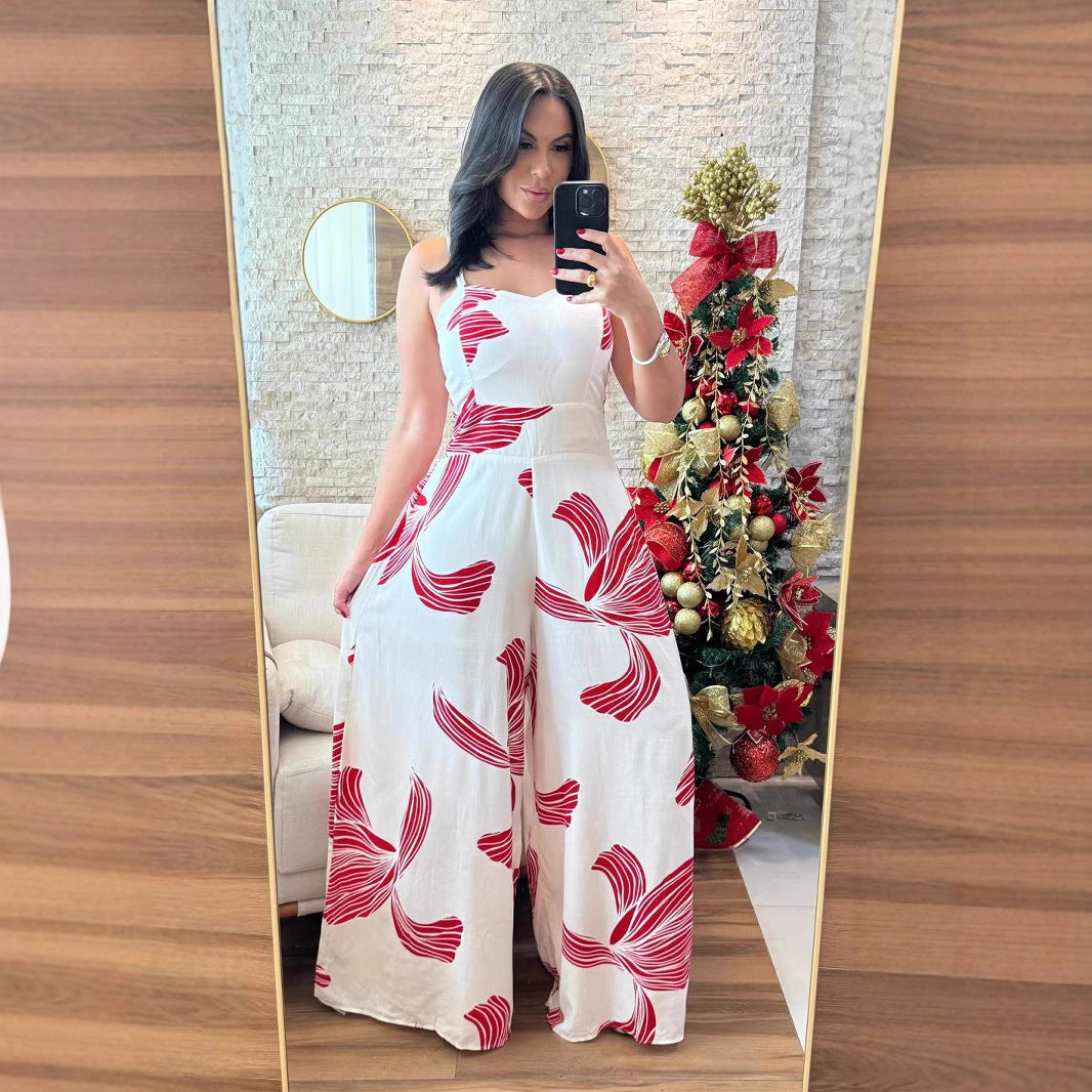 Summer Printed Sleeveless Jumpsuit