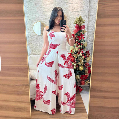 Summer Printed Sleeveless Jumpsuit