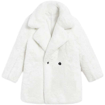 Korean Winter  Loose Faux Fur  Thick White Marten  Plush Overcoat