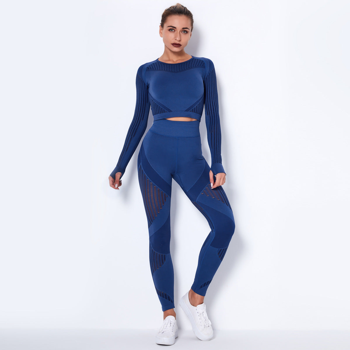 Net Hole Quick Drying Sports Yoga Long Sleeve Yoga Suit