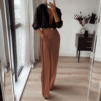 Straight Leg  Contrast Color Work Pant